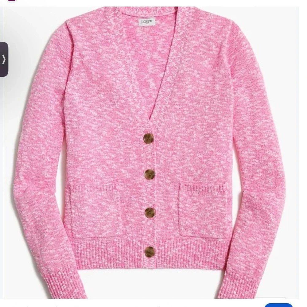 J.Crew Womens V-Neck Cotton Cardigan Sweater M Pink Beach Preppy Layers Fall